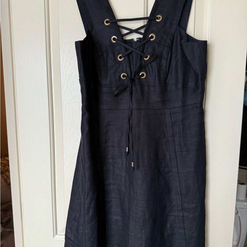 J. Crew Black Linen Mini Sundress Sleeveless Casual